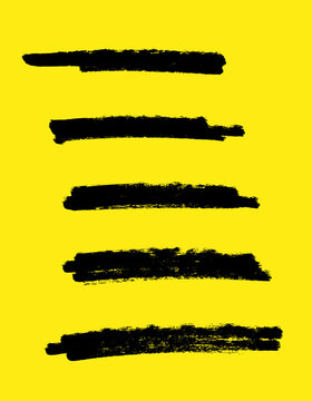 Zeichnung von 5 Kreidestreifen in schwarz auf gelb