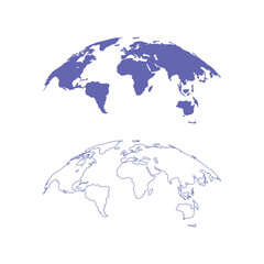 World Map Globe Curved Projection Icons for Global Business International Travel and Geography Concepts © Dr
