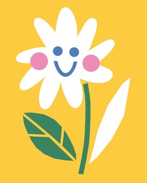 Cute Playful Flower Illustration in Simple Graphic Style