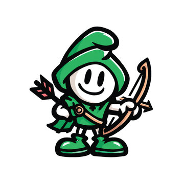 Cartoon character with green hat bow.