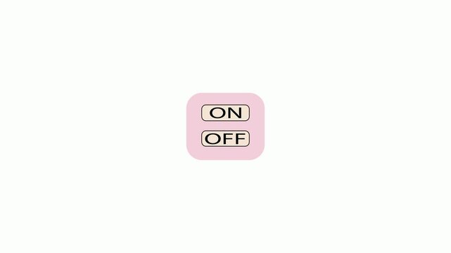 Animated button technology of electric switch on or off. Cartoon animation. Button switch symbol, video 4k