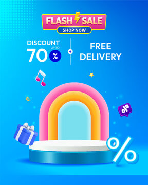 Gradient flash sale background template banner