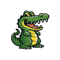 Fototapeta premium Cartoon Green Alligator Character Design.
