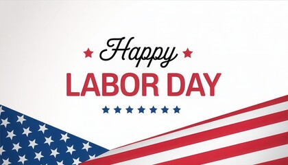 Obraz premium Happy labor day greeting card with american flag design elements on white background