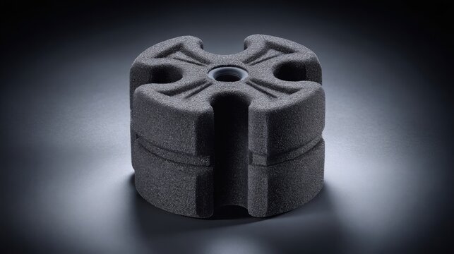Intricately molded crushed foam insert with complex sections and central opening for protective packaging applications