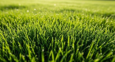 Obraz premium A close-up view of a lush green field of grass