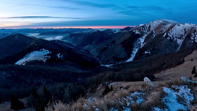 Mountain Sunrise Timelapse from Blue Hour to Golden Hour