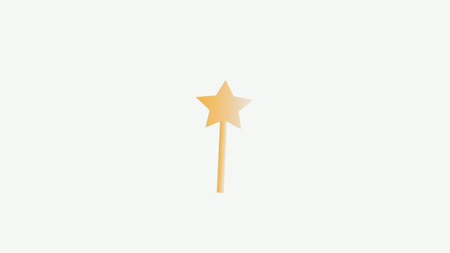 Animated magic star wand cartoon icon emitting sparkles. Animated illustration of a magic star wand with effects.