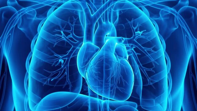 Human lung and heart anatomy visualization, suitable for medical education, healthcare presentation, biology research, clinic advertisement, and media.