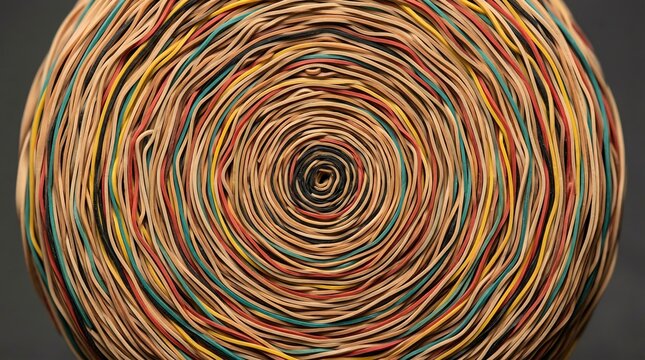 Abstract Top View of Colorful Rubber Band Ball Texture
