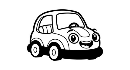 Fototapeta premium Smiling cartoon car illustration.