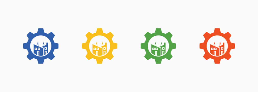 Industry Icon Set Color Multiple Style Collection Element For Design