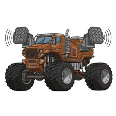 Obraz premium Large Orange Monster Truck Vehicle.