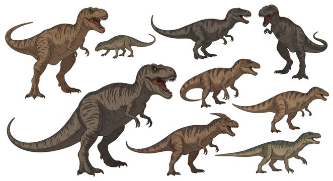 Collection of various dinosaur species in different poses.