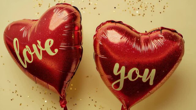 Heart-shaped balloons expressing love perfect for celebrations, events, or romantic occasions with a festive background
