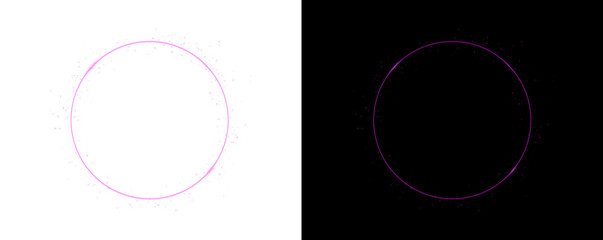 Neon purple glowing ring isolated on a split background with subtle sparkles and light trail effect. PNG. © Oleksandr