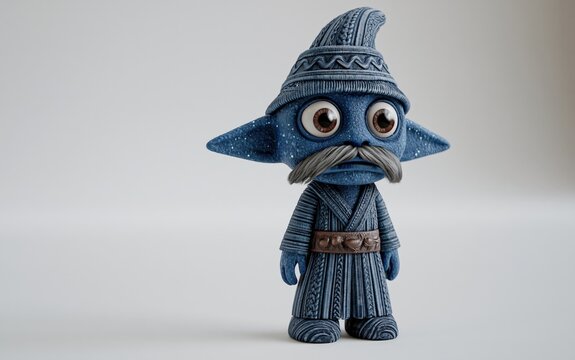 Blue Gnome Figurine with Beard and Staff
