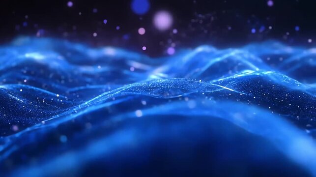 Abstract digital blue terrain with glowing particles for data visualization