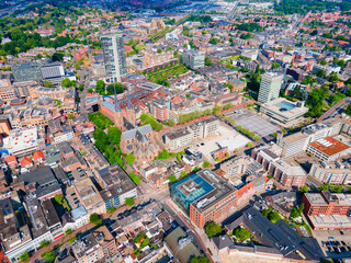 Obraz premium Panoramic view from above Eindhoven city skyline, Netherlands