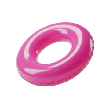 A vibrant pink inflatable ring floating against a plain background