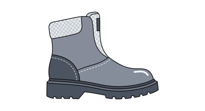 Gray boot with thick sole.