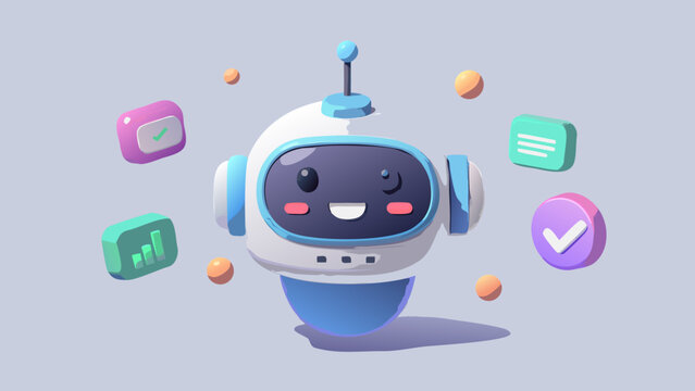Charming robot assistant a 3d illustration of friendly artificial intelligence