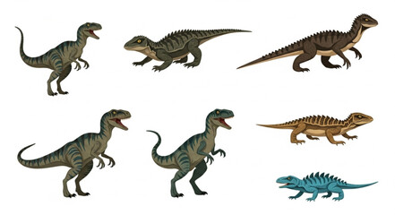 Collection of Realistic Dinosaur Models on White Background. © Yanto