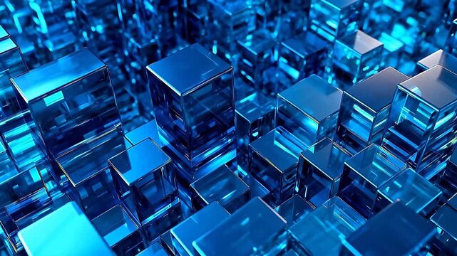 Digital blue glass sculpture abstract geometric background