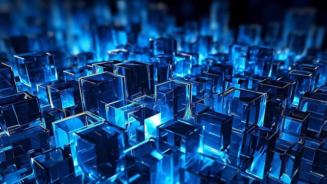Digital blue glass sculpture abstract geometric background