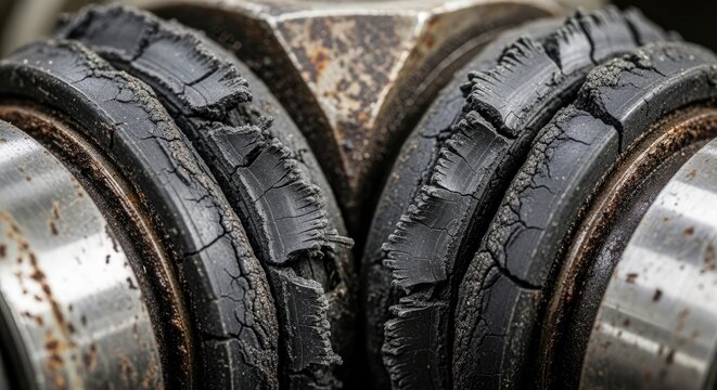 Damaged Rubber Seals on Industrial Machinery.