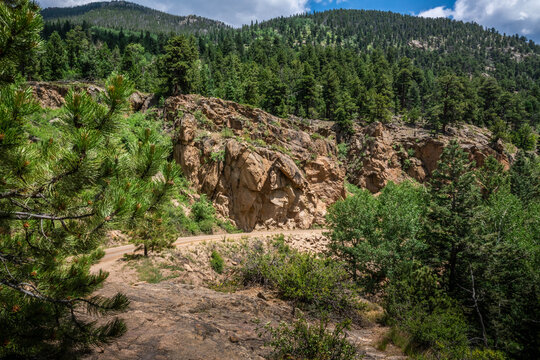 Scenic Rocky Mountain Landscape with Evergreen Hillside in Rocky Mountain NP, Colorado