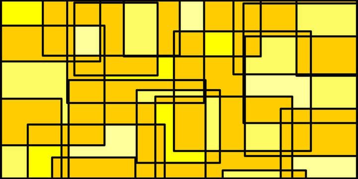 Abstract yellow geometric background with overlapping squares and rectangles | Modern abstract mosaic pattern with yellow and orange rectangular shapes | Creative yellow geometric texture
