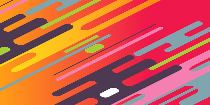 Dynamic motion speed background with diagonal colorful rounded lines in red orange yellow and purple creating a fast paced tech aesthetic for sports marketing and high energy digital advertising.