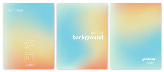 Abstract liquid background set. Gradient mesh. Effect blend bright color. Blurred fluid colorful mix. Modern design template for web cover, header, ad banner, poster, brochure, flyer. Vector image © SrGr