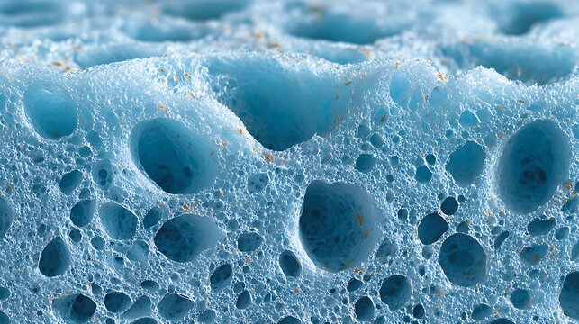 Blue sponge close-up macro texture.