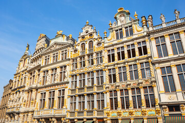 Fototapeta premium Guildhouses on Grand Place or Grote Markt square in Brussels city