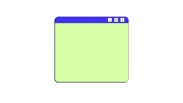 Empty application neo brutalism popup UI window animation. Blank page content area. Dialog box. Screen placeholder. Panel template. Interface element motion transparent. Retro Y2K UX design 4K video