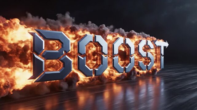 Metallic boost word formation with fire and smoke