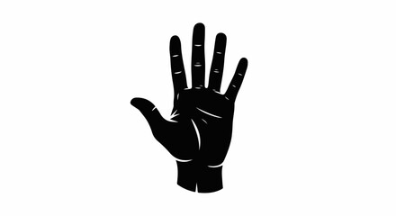 Fototapeta premium Silhouette of a right hand, palm facing forward, fingers spread