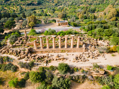 Temple of Heracles aerial panoramic view, Agrigento
