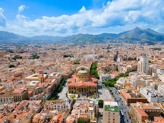Naklejka premium Teatro Massimo Vittorio Emanuele theater aerial view