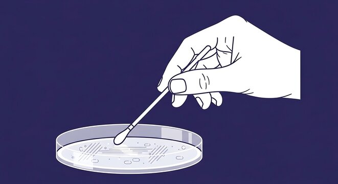 Microscope slide with swab and petri dish