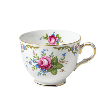 Elegant floral designed porcelain teacup for hot beverages or tea time moments