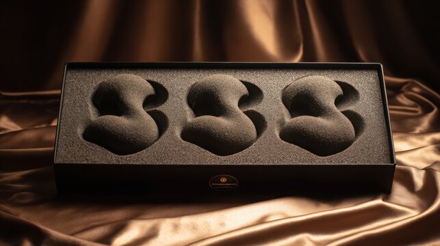 Three intricately molded foam inserts for protective packaging and secure item storage