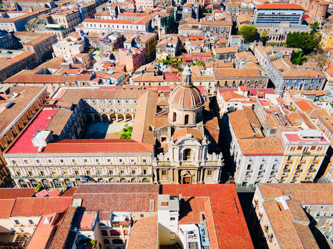 San Michele Arcangelo Minoriti aerial panoramic view, Catania