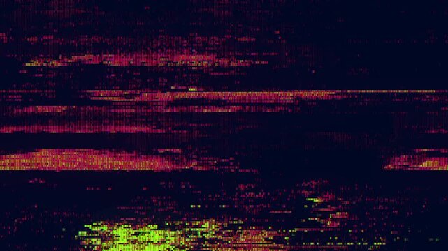 Abstract Digital Glitch Art Background with Vibrant Neon Green Scanlines and Pixel Corruption. perfect for creating a cyberpunk, retro-tech, sci fi aesthetic in video overlays, social media graphics.