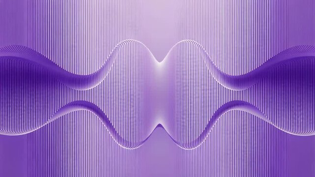 Abstract digital background with smooth purple wavy lines. Geometric flowing shapes and rhythmic vertical pattern. Modern tech concept for dynamic motion graphic.