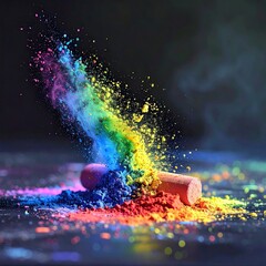 Naklejka premium Chalk exploding into rainbow-colored dust