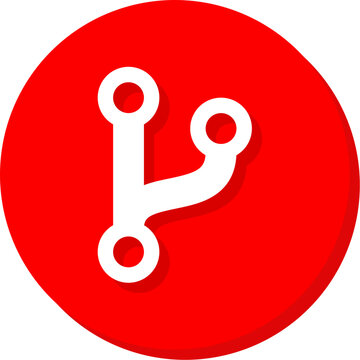 White git branch version control symbol on red circular background for software development apps
