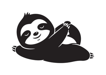 Fototapeta premium Cute kawaii sloth yoga pose illustration, adorable animal stretching in graphic design style, playful and relaxing environment from front view